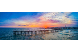 JW004: Surf City Pier Sunset with 3 Surfers