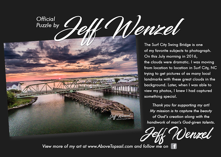 Puzzle: Surf City Swing Bridge Sunrise Purple Clouds (JW013) - Image 2