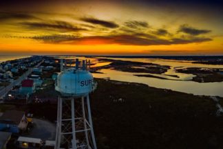 JW053: Surf City Water Tower Yellow Sunset