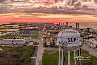 JW017: Surf City Water Tower Sunrise Purple Clouds
