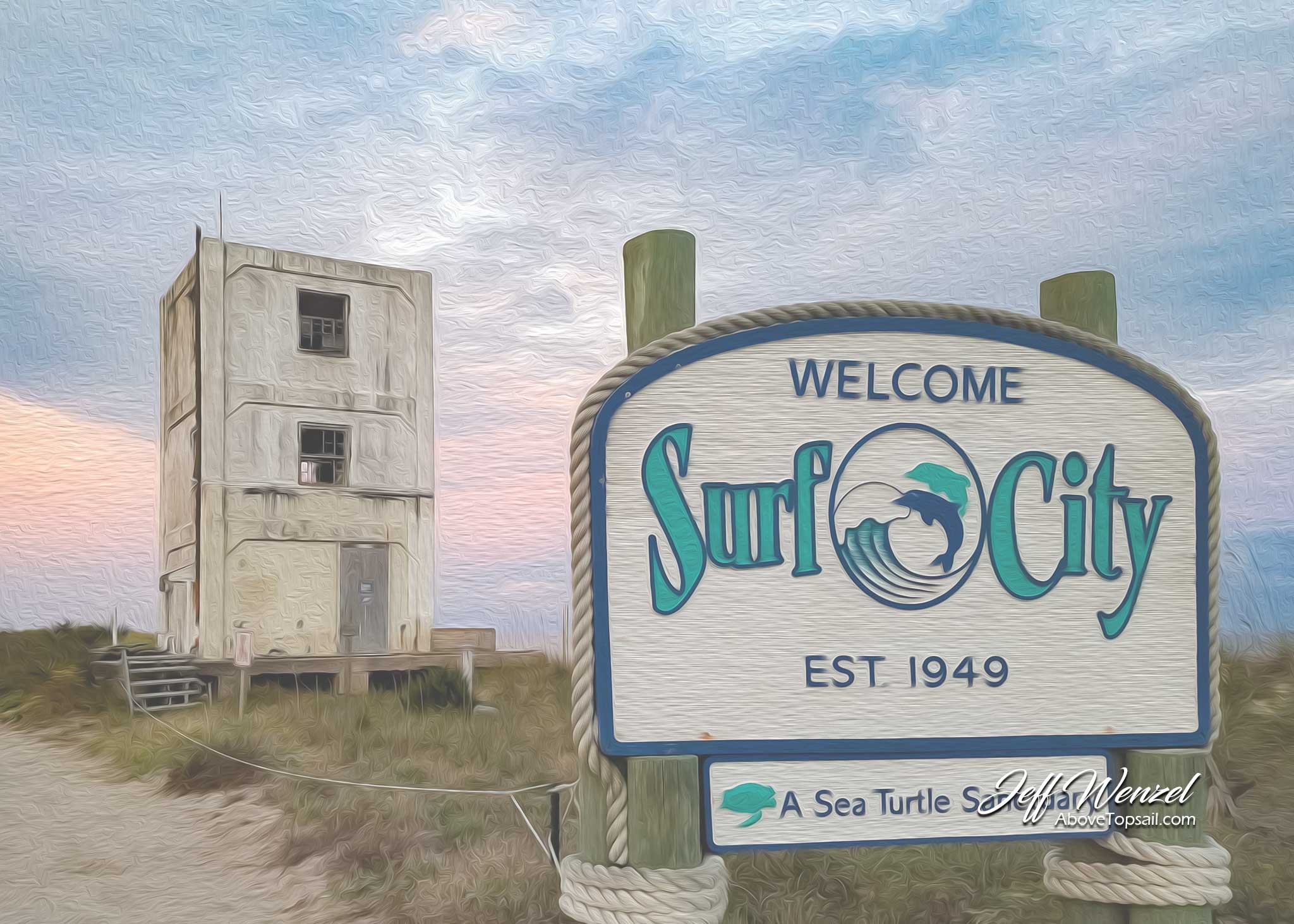 JW163 Surf City Missile Tower 3 Oil Painting